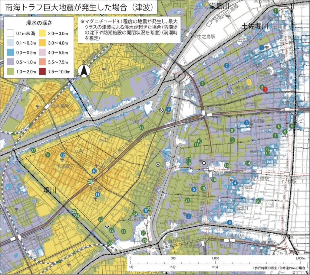 大阪市 南海トラフ巨大地震が発生した場合の津波ハザードマップ 21年度