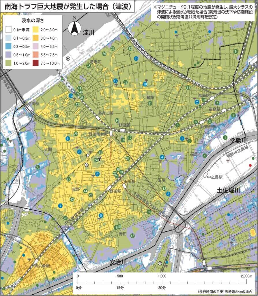 大阪市 南海トラフ巨大地震が発生した場合の津波ハザードマップ 21年度
